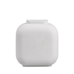 White textured square vase on a white background