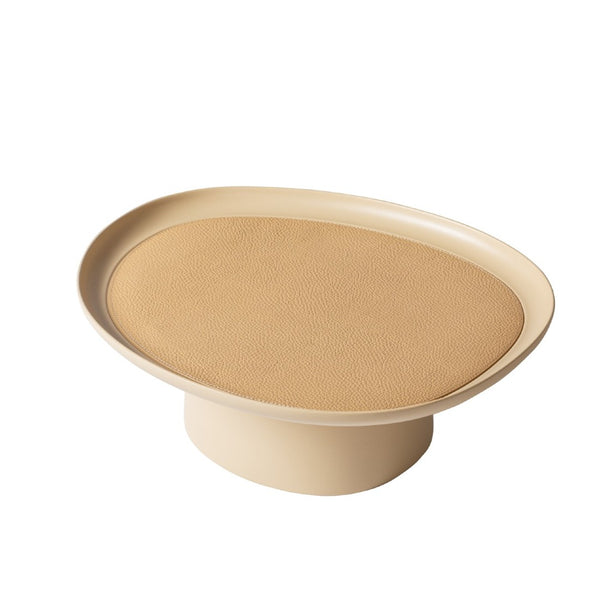 Maris large cast aluminium raised tray by Kelly Wearstler x Giobagnara, handcrafted in Italy with removable leather inlay.