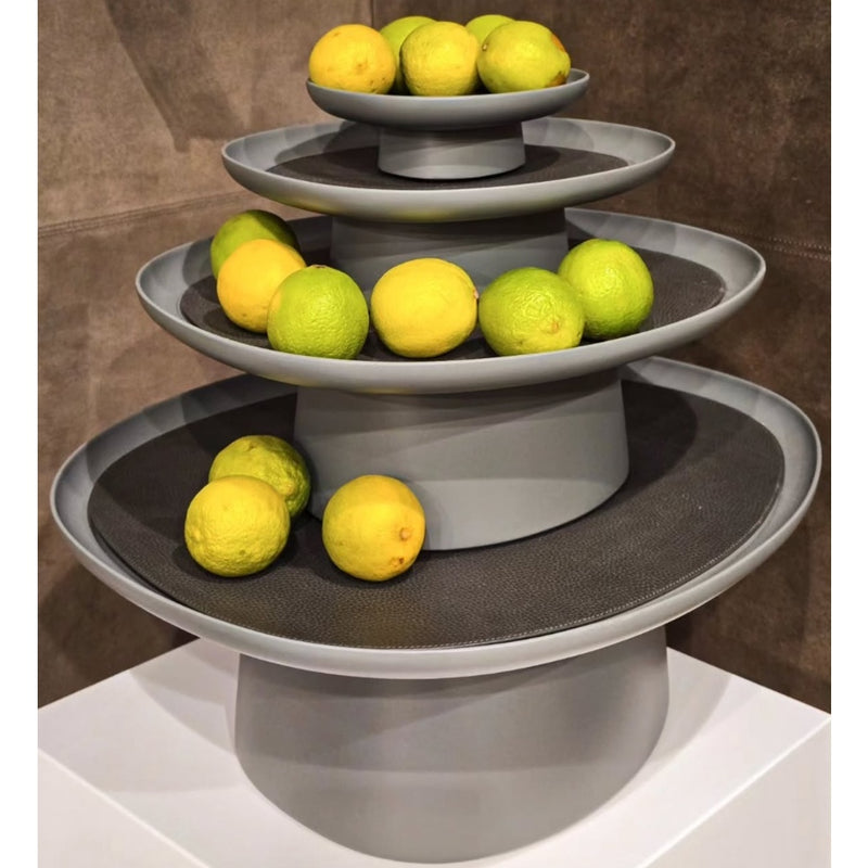 Grey color stacks of 'Maris' Stackable Tray by Kelly Wearstler