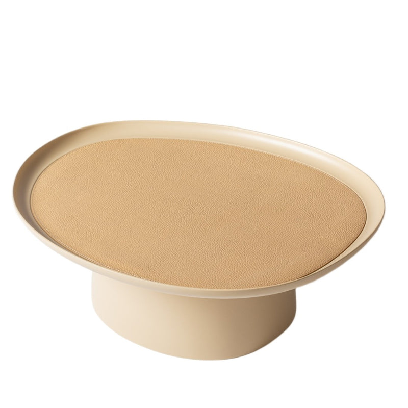 Maris XLarge cast aluminium raised tray by Kelly Wearstler x Giobagnara, handcrafted in Italy with removable leather inlay.