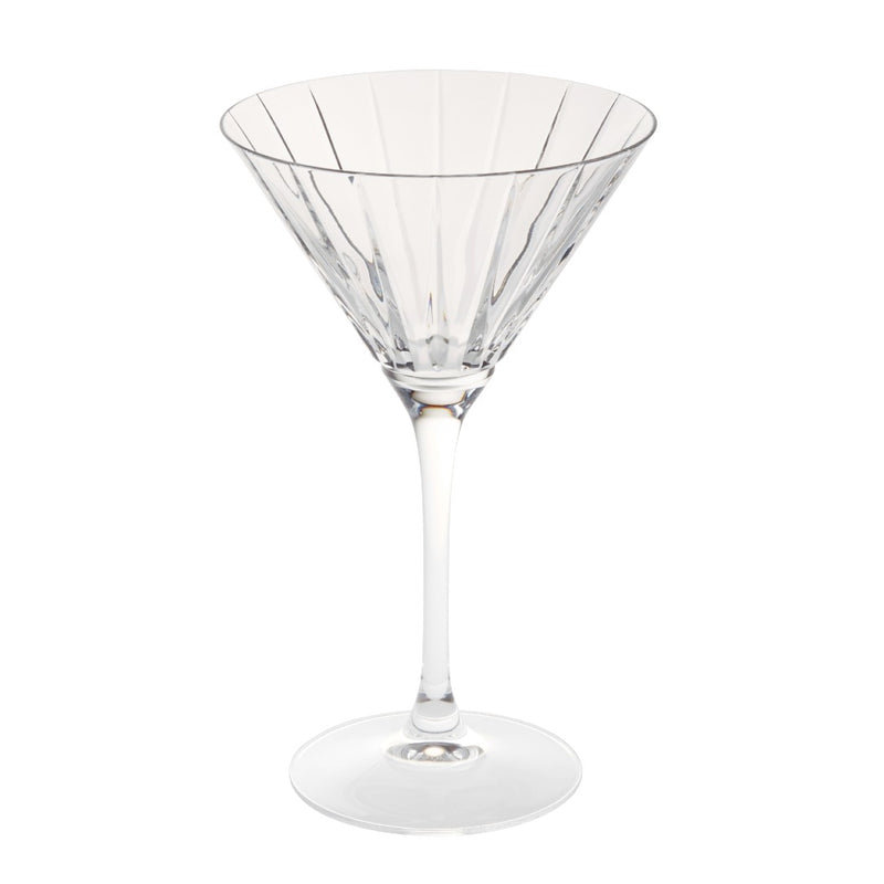 Saint-Rémi crystal martini glass with fine bevel cuts by Cristallerie de Montbronn.