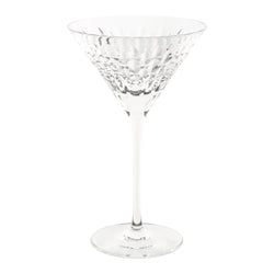Ulysse martini glass in luxury French crystal with hand-cut siren-scale design by Cristallerie de Montbronn.