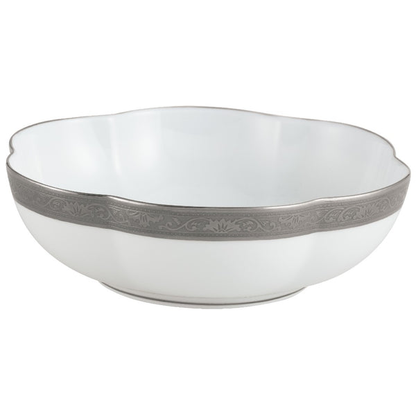 Raynaud Ambassador Platine porcelain melon bowl 16cm with platinum Renaissance-style border