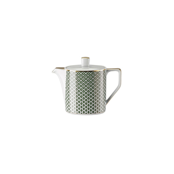 Francis Carreau Green porcelain milk jug or creamer with green and gold check design by Rosenthal
