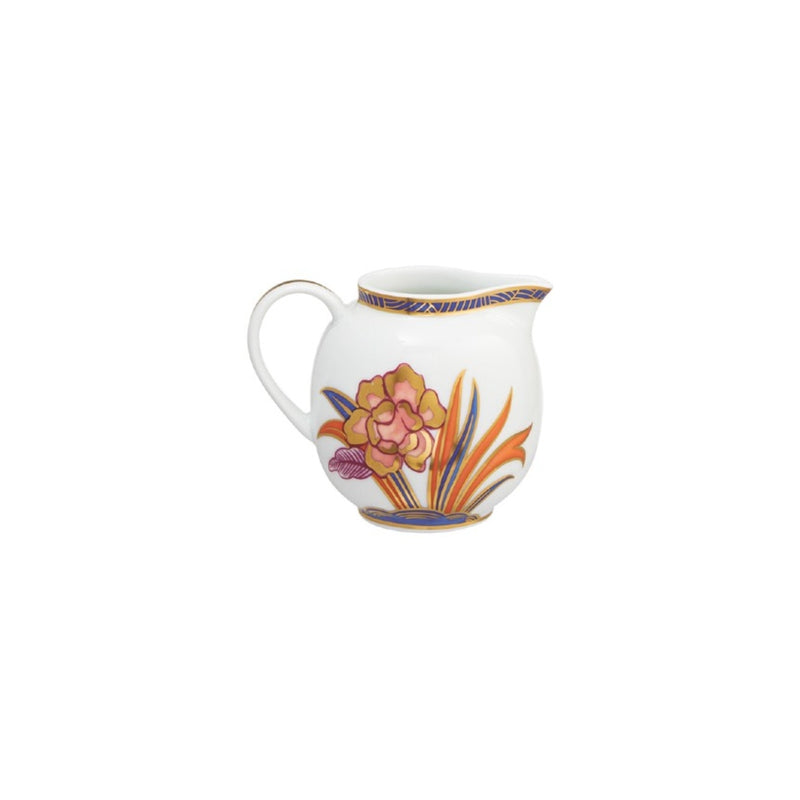 other side Porcelain milk jug from the Imari collection with floral design and gold rim by Raynaud