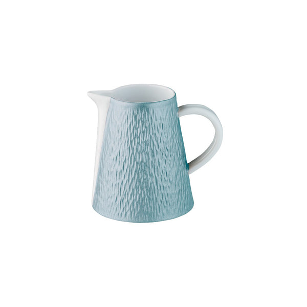 Raynaud Minéral Irisé Sky Blue porcelain milk jug with iridescent glaze and sculptural relief