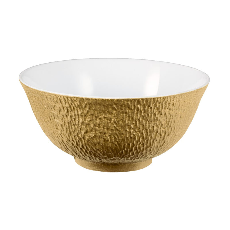 Minéral Gold Chinese soup bowl 10cm by Raynaud, Limoges porcelain with gold sculpted detailing