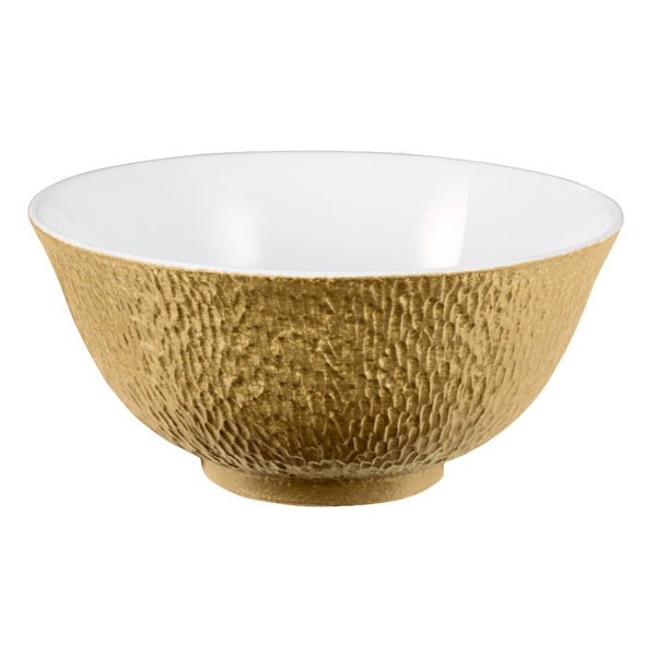 Minéral Gold Chinese soup bowl 12cm by Raynaud, Limoges porcelain with gold sculpted detailing
