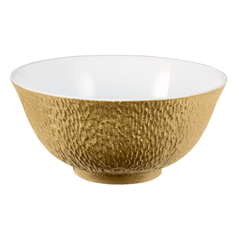 Minéral Gold Chinese soup bowl 12cm by Raynaud, Limoges porcelain with gold sculpted detailing
