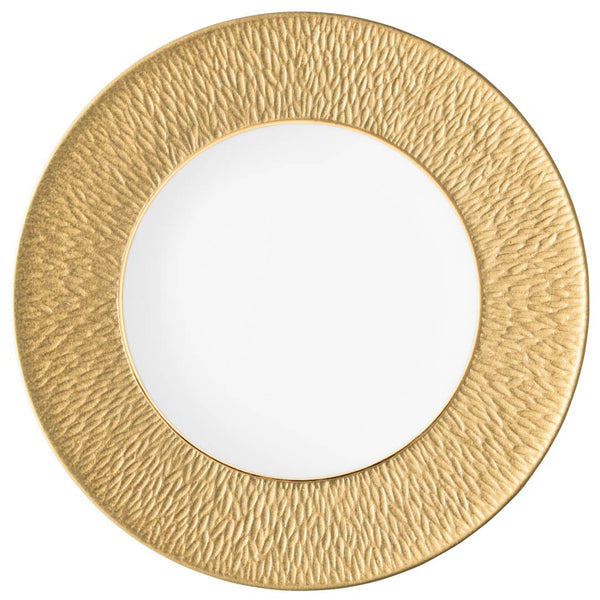Minéral Gold dessert plate by Raynaud, Limoges porcelain with sculpted gold detailing