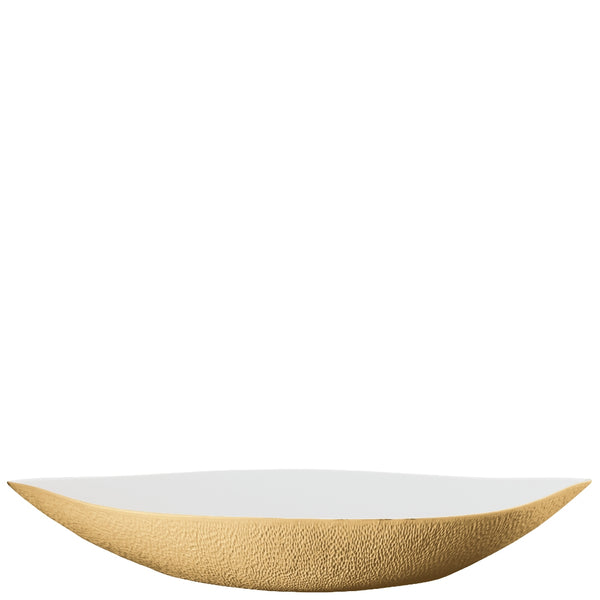 Minéral Gold dip dish 58cm by Raynaud, Limoges porcelain with sculpted gold detailing