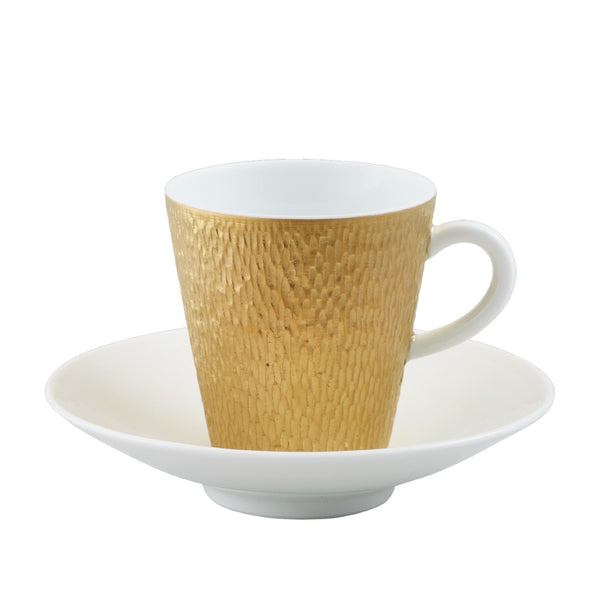Minéral Gold espresso cup and saucer by Raynaud, Limoges porcelain with gold detailing