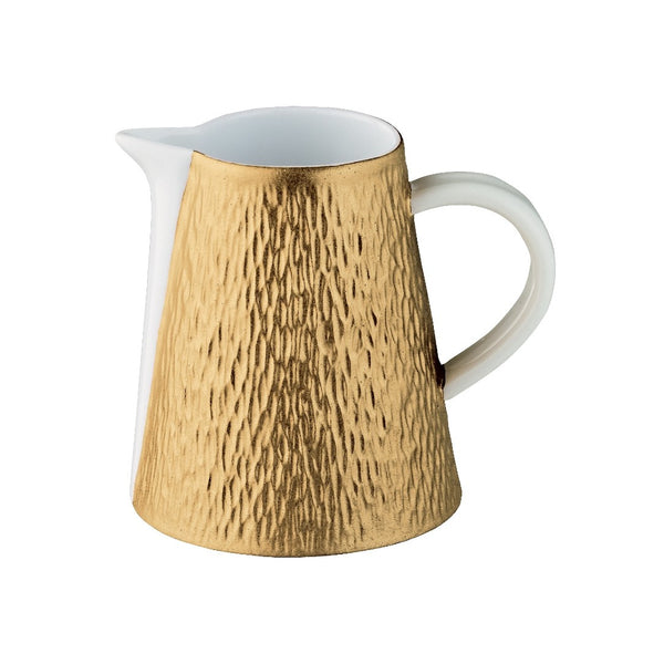 Minéral Gold milk jug by Raynaud, Limoges porcelain with sculpted gold detailing