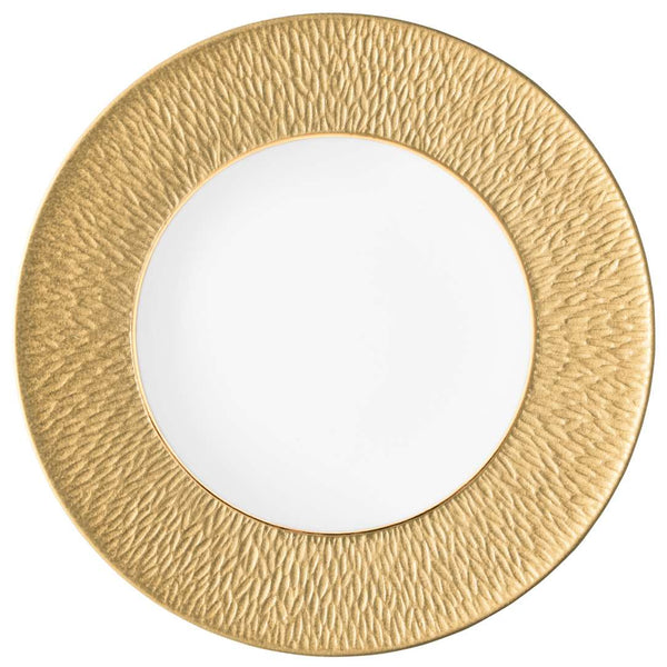 Minéral Gold presentation plate with engraved rim by Raynaud, Limoges porcelain with gold detailing