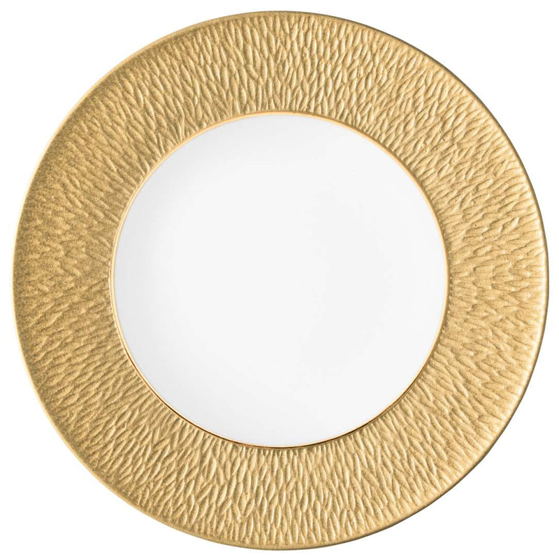 Minéral Gold presentation plate with engraved rim by Raynaud, Limoges porcelain with gold detailing