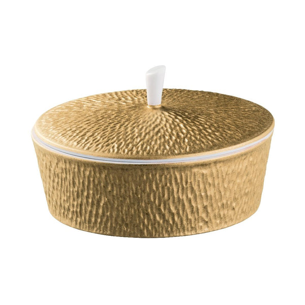 Minéral Gold sugar bowl by Raynaud, Limoges porcelain with sculpted gold detailing