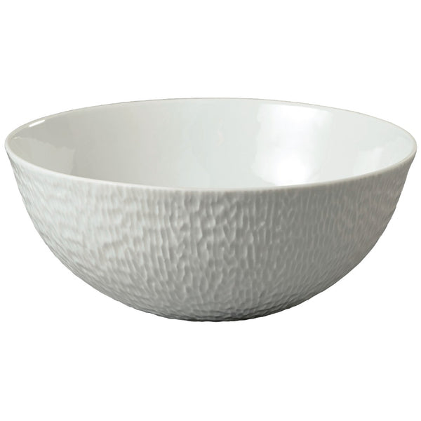Calabash-shaped salad bowl in Minéral White by Raynaud, sculpted porcelain serving piece