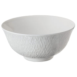Minéral White Chinese soup bowl 12 cm by Raynaud, French porcelain with sculpted relief