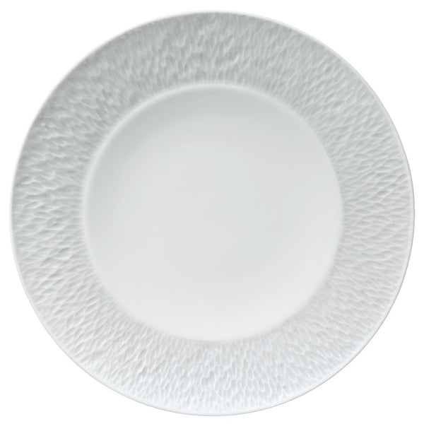Minéral White dessert plate by Raynaud, white porcelain with sculpted natural relief