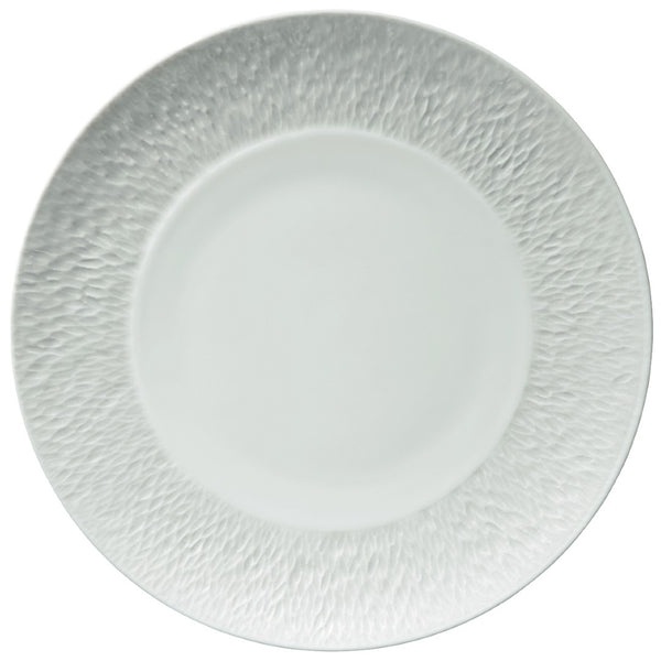 Minéral White dinner plate 27 cm by Raynaud, French porcelain with sculpted detail