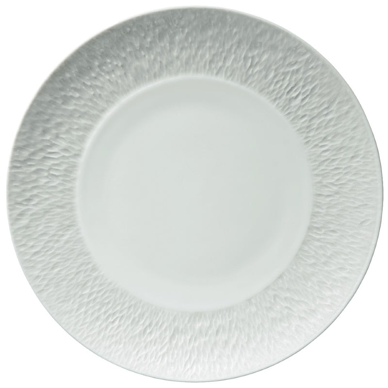 Minéral White dinner plate 27 cm by Raynaud, French porcelain with sculpted detail