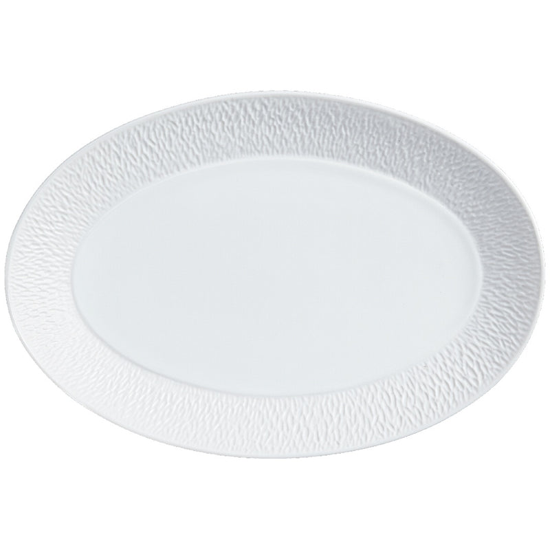 Minéral White medium oval platter by Raynaud, sculpted white porcelain serving tray