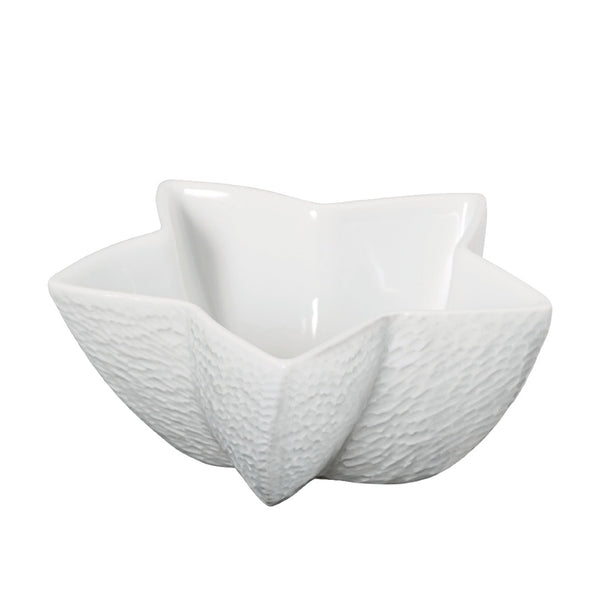 Minéral White star bowl small by Raynaud, sculpted white porcelain for refined small servings