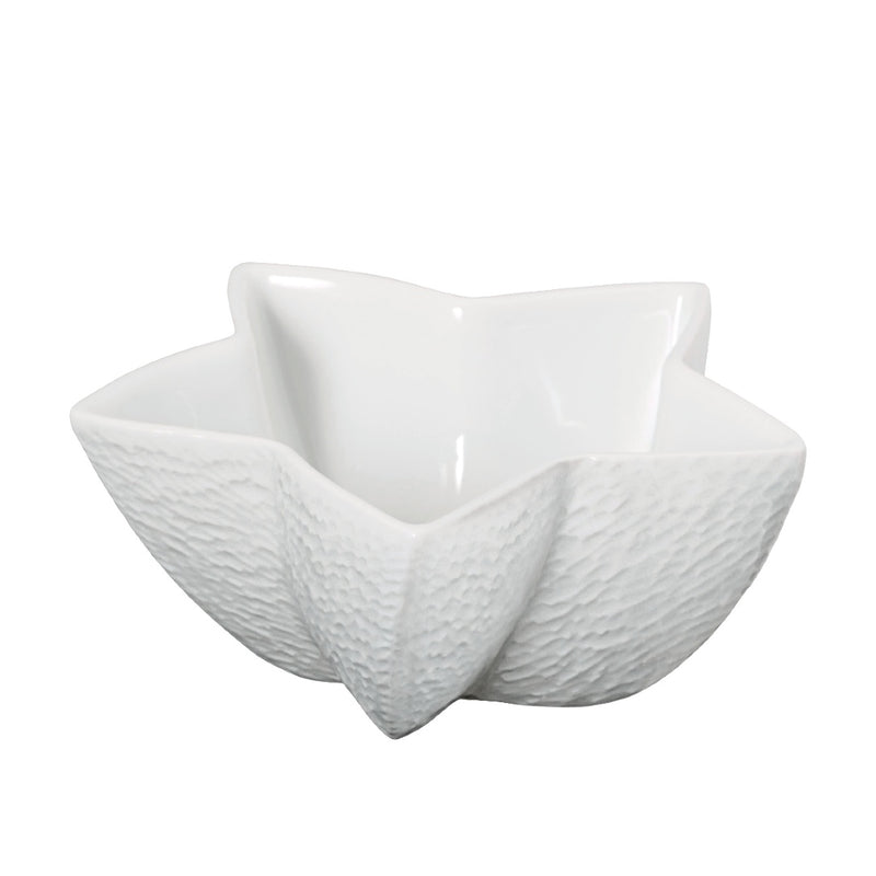 Minéral White star bowl small by Raynaud, sculpted white porcelain for refined small servings