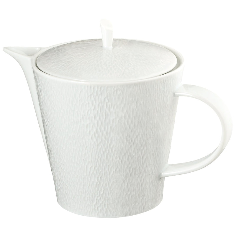 Minéral White porcelain tea and coffee pot by Raynaud, sculpted white French serving piece