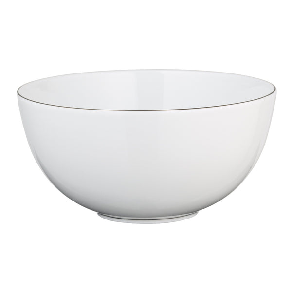 Monceau Platine breakfast bowl by Raynaud, white Limoges porcelain with platinum border