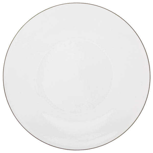 Monceau Platine presentation plate by Raynaud, white Limoges porcelain with platinum rim
