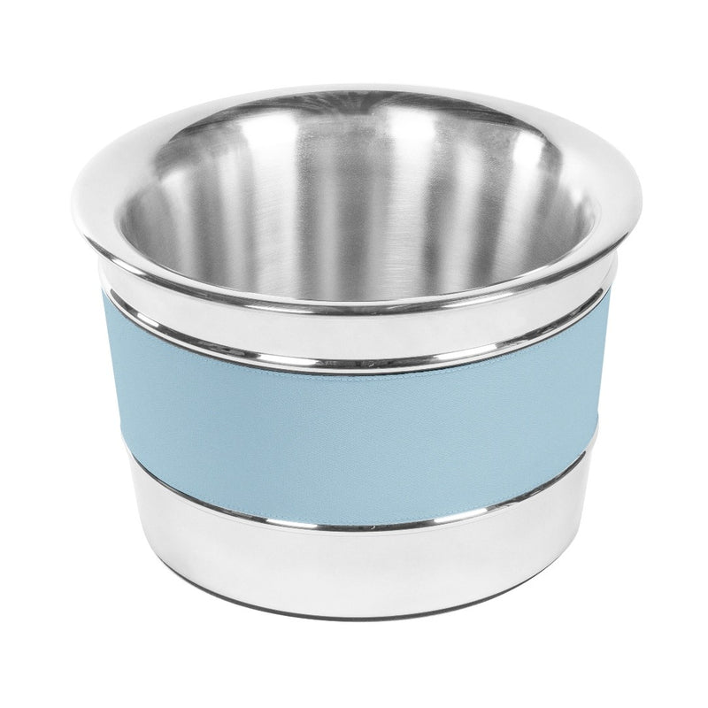 Monochrome Ocean champagne bucket by Giobagnara in leather and polished steel, luxury insulated cooler for 4-5 bottles