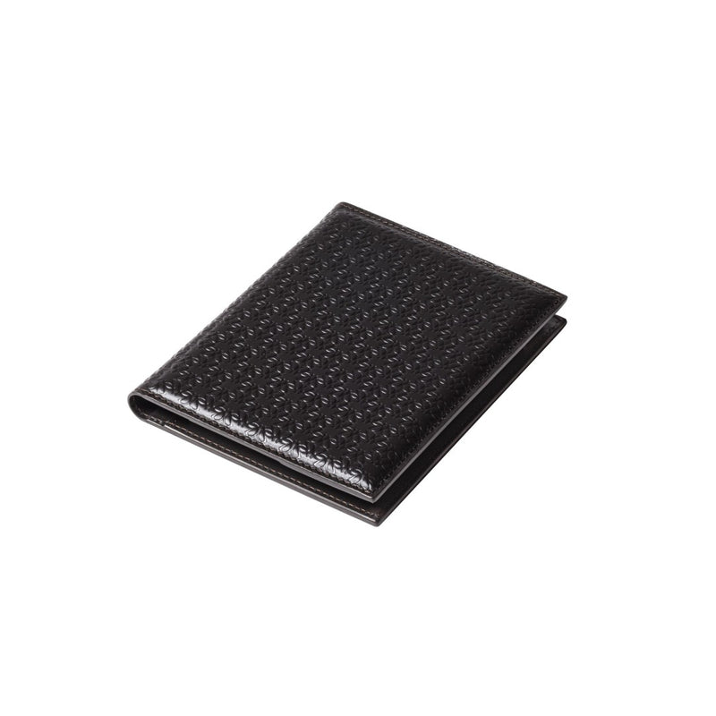 Small ebony closed Monogram leather notepad holder by Giobagnara x Elie Saab with padded cover and ivory sheets
