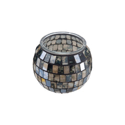 Mosaic glass candle holder on a white background