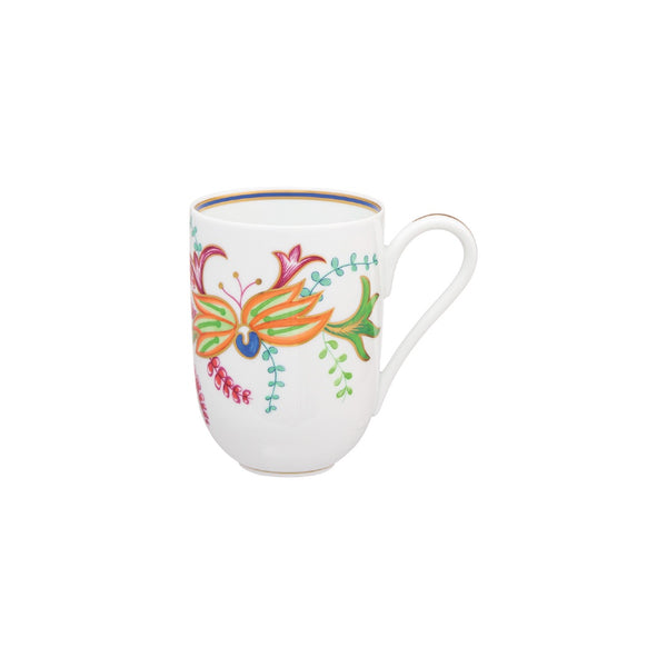 Imari porcelain mug with colourful Japanese floral patterns by Raynaud