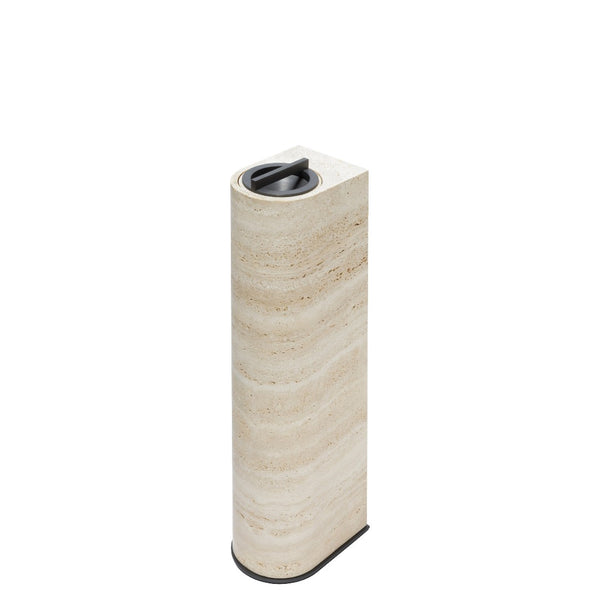 Standing ashtray in travertine marble with bronze base by Giobagnara