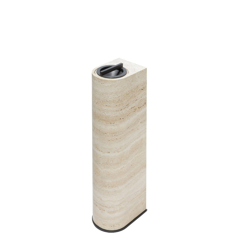 Standing ashtray in travertine marble with bronze base by Giobagnara