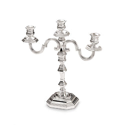 Greggio octagonal silver-plated candelabra with three arms and sculptural base