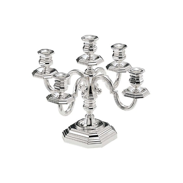 Silver candelabra on a white background