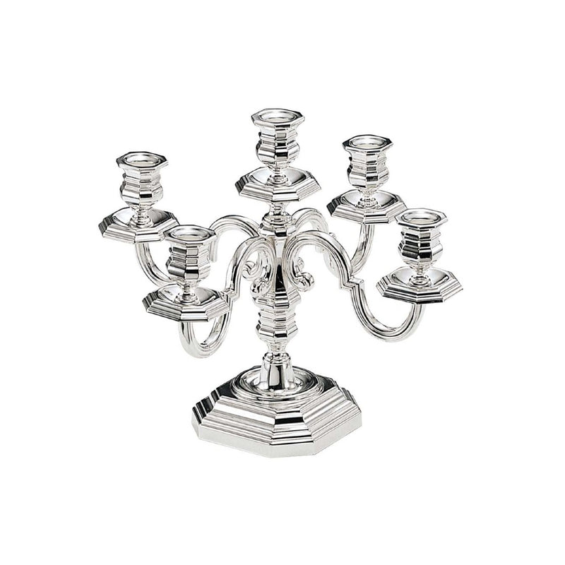 Silver candelabra on a white background