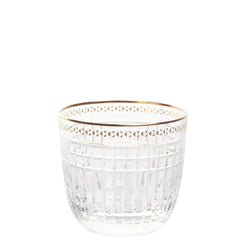 Aghata Platinum old fashion tumbler with bevel cuts and platinum rim by Cristallerie de Montbronn