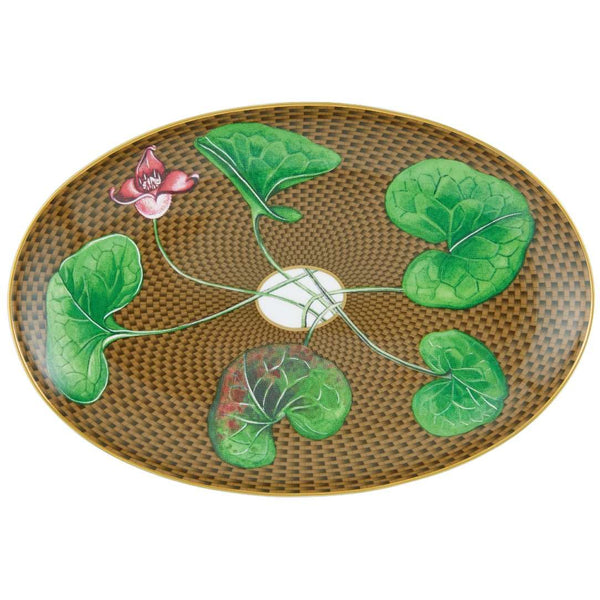 Raynaud porcelain oval platter 23cm Trésor Fleuri with asarum motif