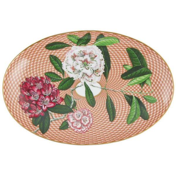 Raynaud porcelain oval platter 23cm Trésor Fleuri with rhododendron motif