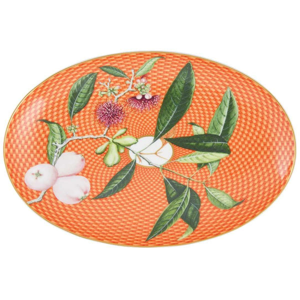Raynaud porcelain oval platter 23cm Trésor Fleuri with water apple motif