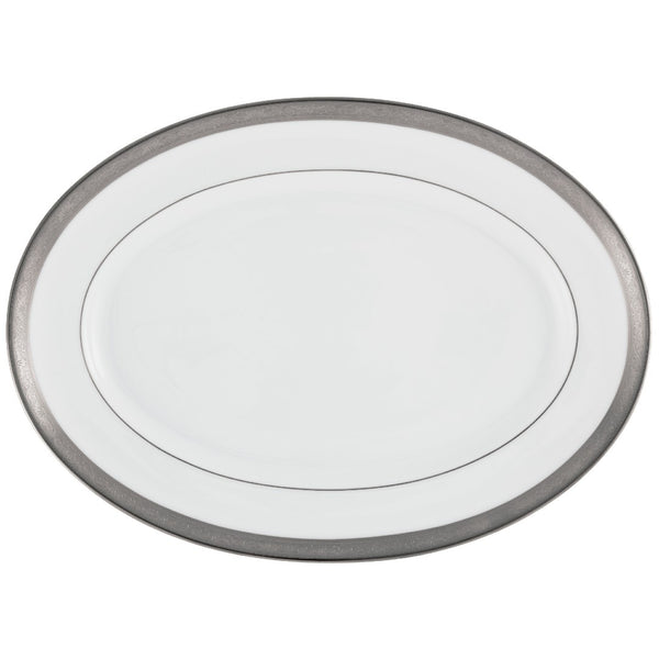 Raynaud Ambassador Platine 36cm oval porcelain platter with platinum border

