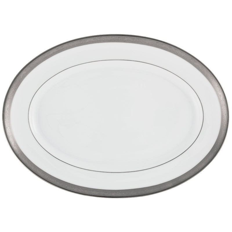 Raynaud Ambassador Platine 36cm oval porcelain platter with platinum border

