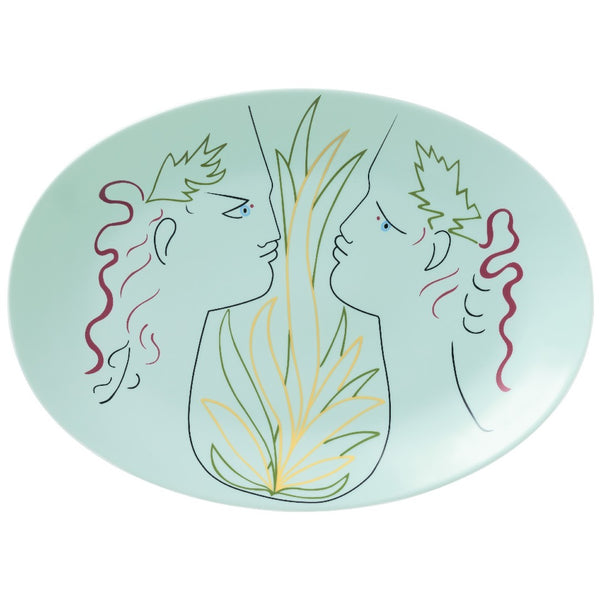 Elegant porcelain platter with mythological Orphée et Eurydice design Raynaud