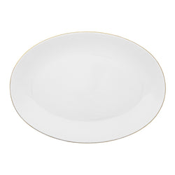 Large Limoges porcelain oval platter with gold rim from the Monceau Gold collection by Raynaud