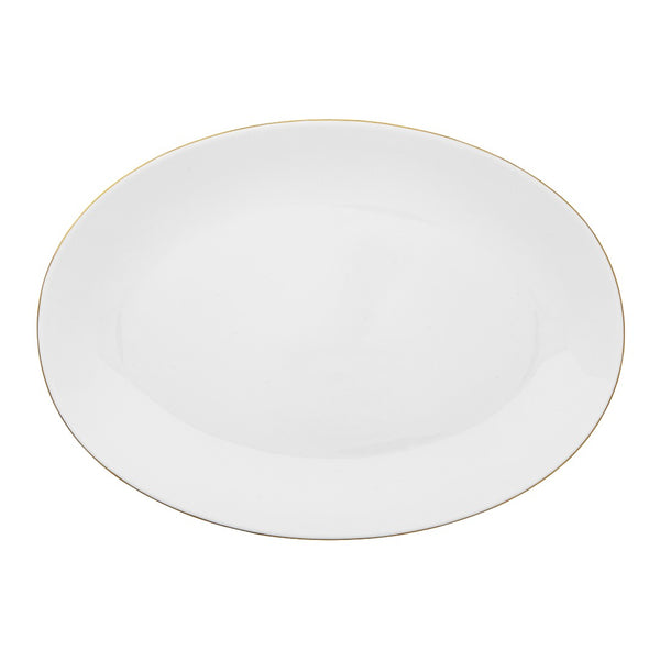 Large Limoges porcelain oval platter with gold rim from the Monceau Gold collection by Raynaud
