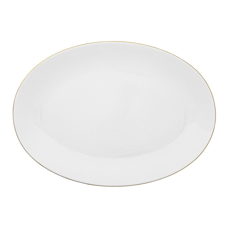 Large Limoges porcelain oval platter with gold rim from the Monceau Gold collection by Raynaud